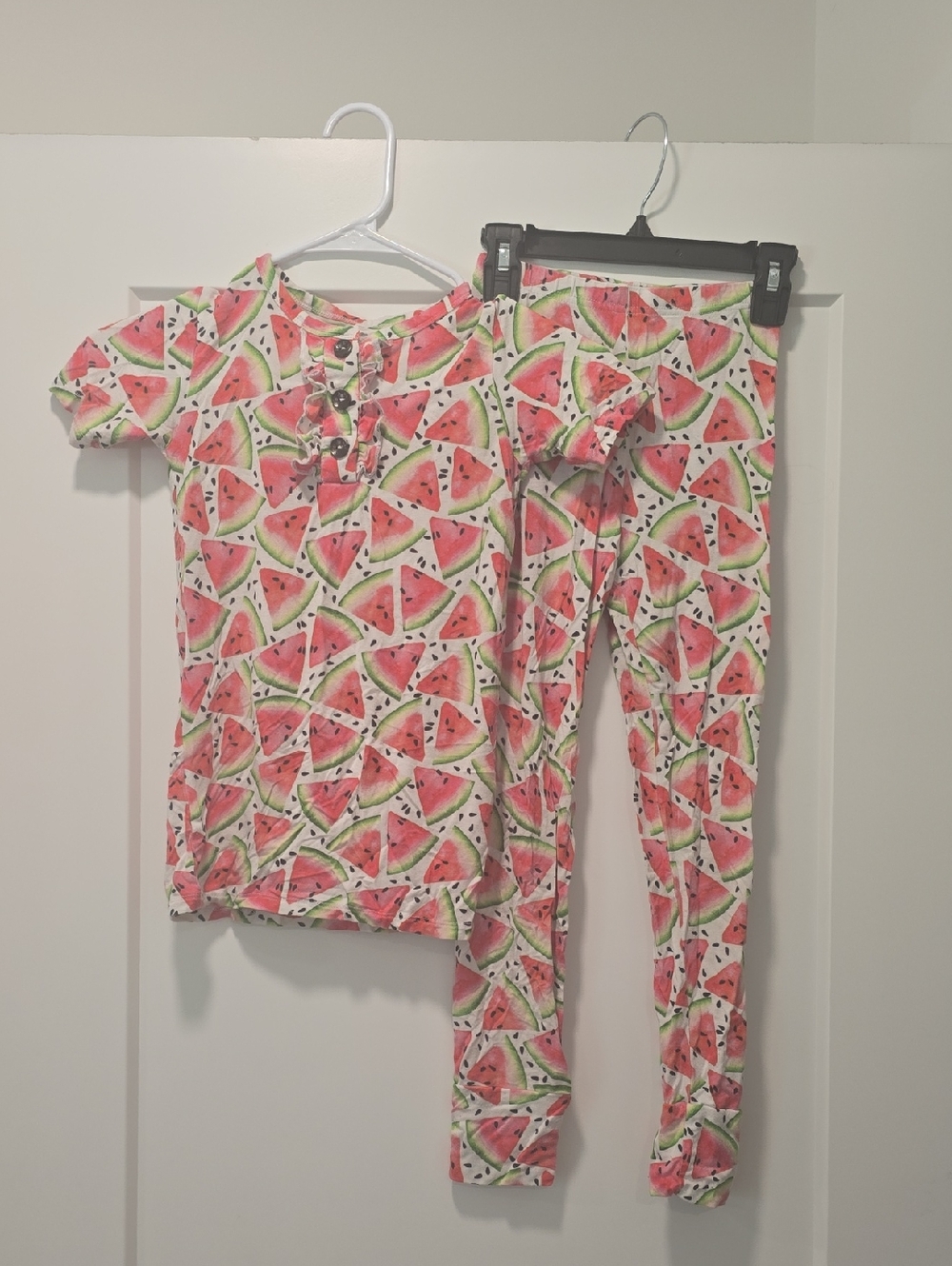 Watermelon Print Girls Pajama Set - Pink & Green Gigi & Max